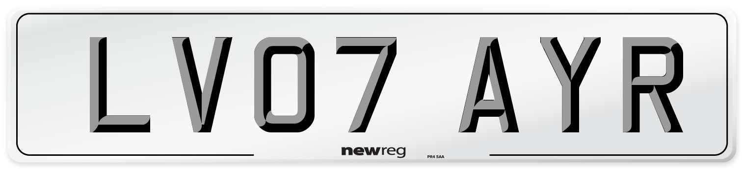 LV07 AYR Number Plate from New Reg